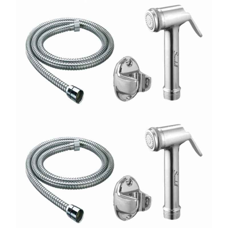 Snowbell Lite Health Faucet, 1m Flexible Tube & Wall Hook (Pack of 2)