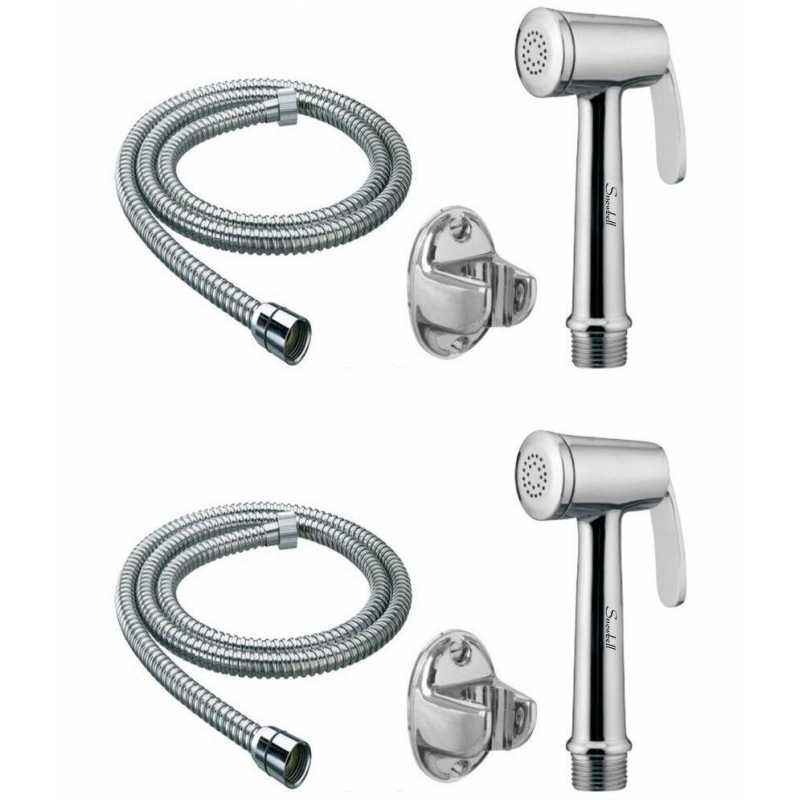 Snowbell Robin Health Faucet, 1m Flexible Tube, Wall Hook (Pack of 2)