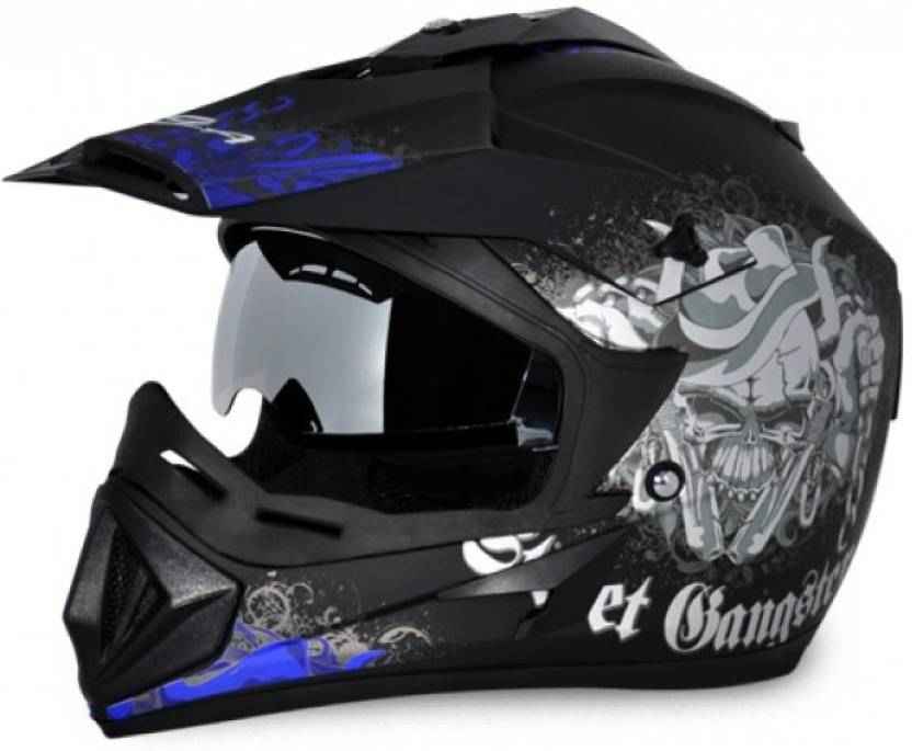 Vega Off Road Gangster Motocross Dull Black Blue Helmet Size Large 600 mm