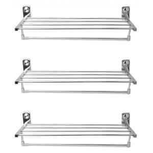 Abyss ABDY-0774 24 Inch Glossy Finish Stainless Steel Bathroom Towel Rack (Pack of 3)