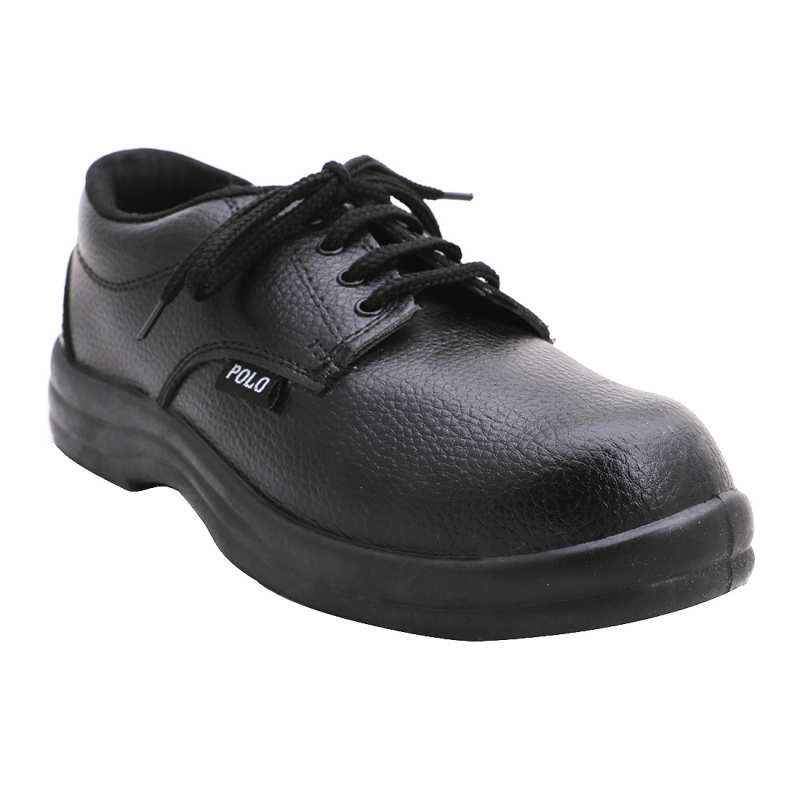 Polo Indcare Steel Toe Black Work Safety Shoes, Size: 8 (Pack Of 24)