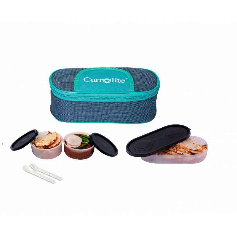 Carrolite 650ml Blue & Black Plastic Lunchbox, Black_P-15