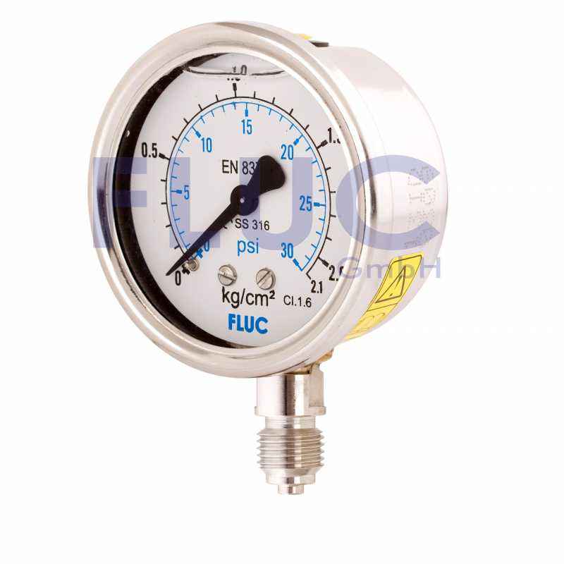 FLUC 0 to 30 psi Pressure Gauge, F100-GFS-S-L-14-L