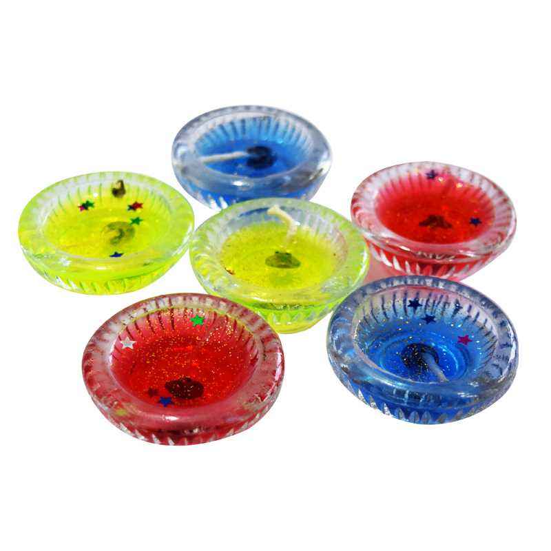 Dizionario Multicolor Glass Gel Candle Diya, VH45 (Pack of 6)