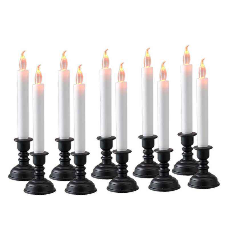 Dizionario E179 Flameless LED Flickering Candle Light with Stand (Pack of 10)