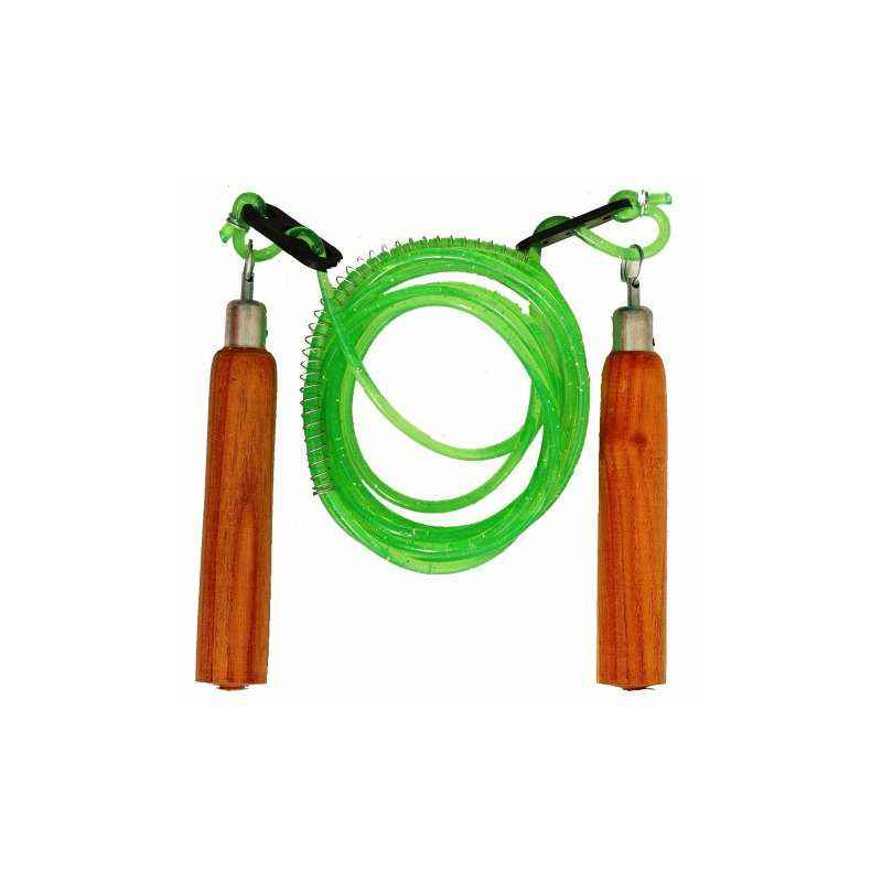 Arnav 9 Feet Regular Adjustable Green Skipping Rope with Wooden Handle, OSB-100402