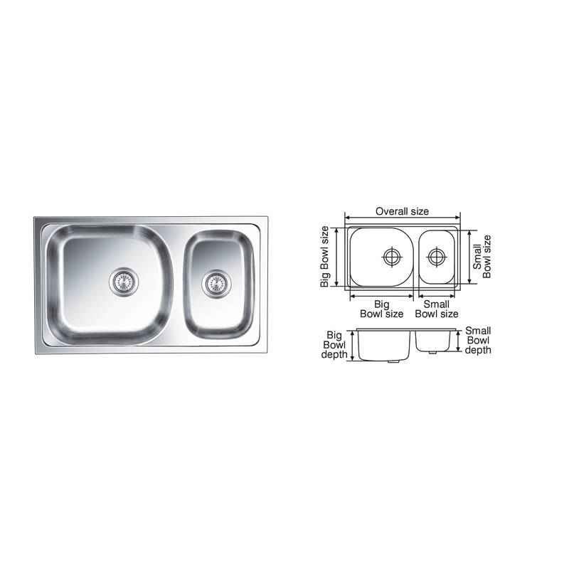 Nirali Gloria Satin Finish Kitchen Sink, Size: 865x510 mm