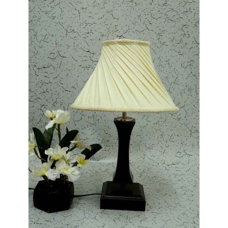Tucasa Flamingo Wooden Table Lamp, Off White Pleated Shade, LG-1098