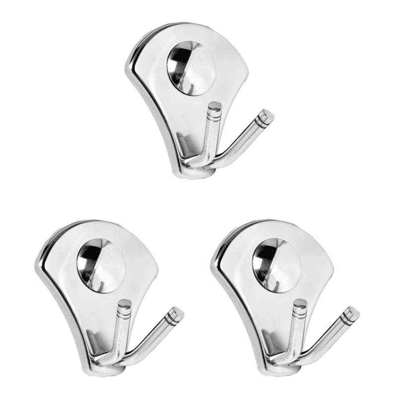 Abyss ABDY-1145 Glossy Finish Stainless Steel Robe Hook (Pack of 3)