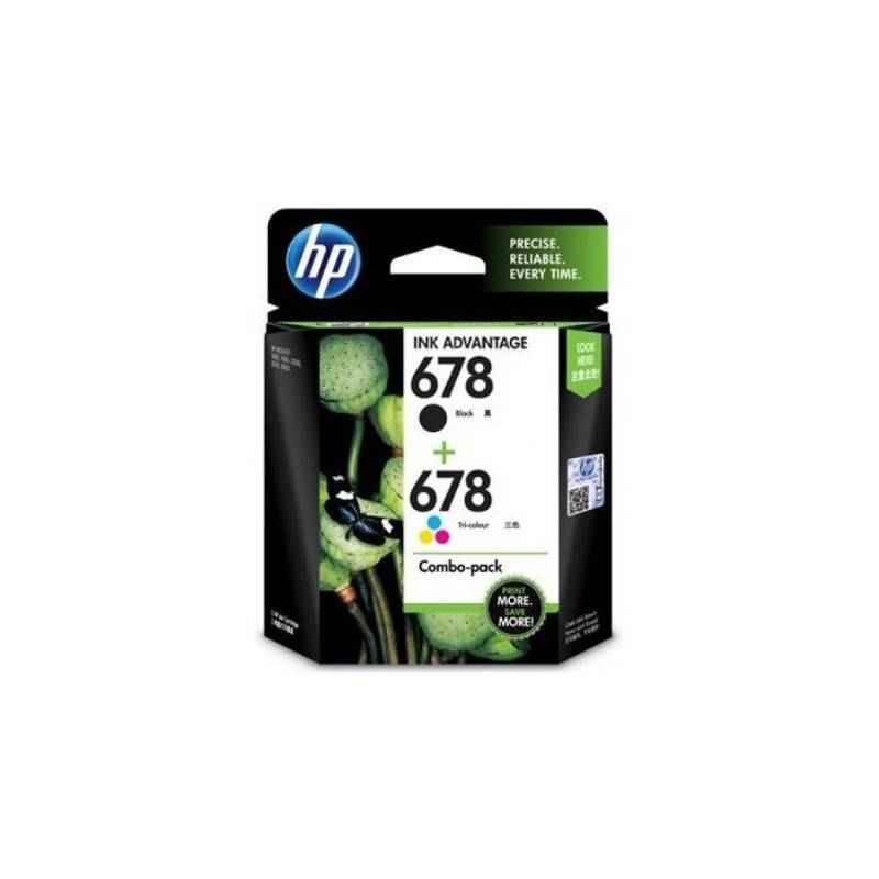 HP 678 Dual Pack Black/Tri-Color Original Ink Advantage Cartridges, L0S24AA