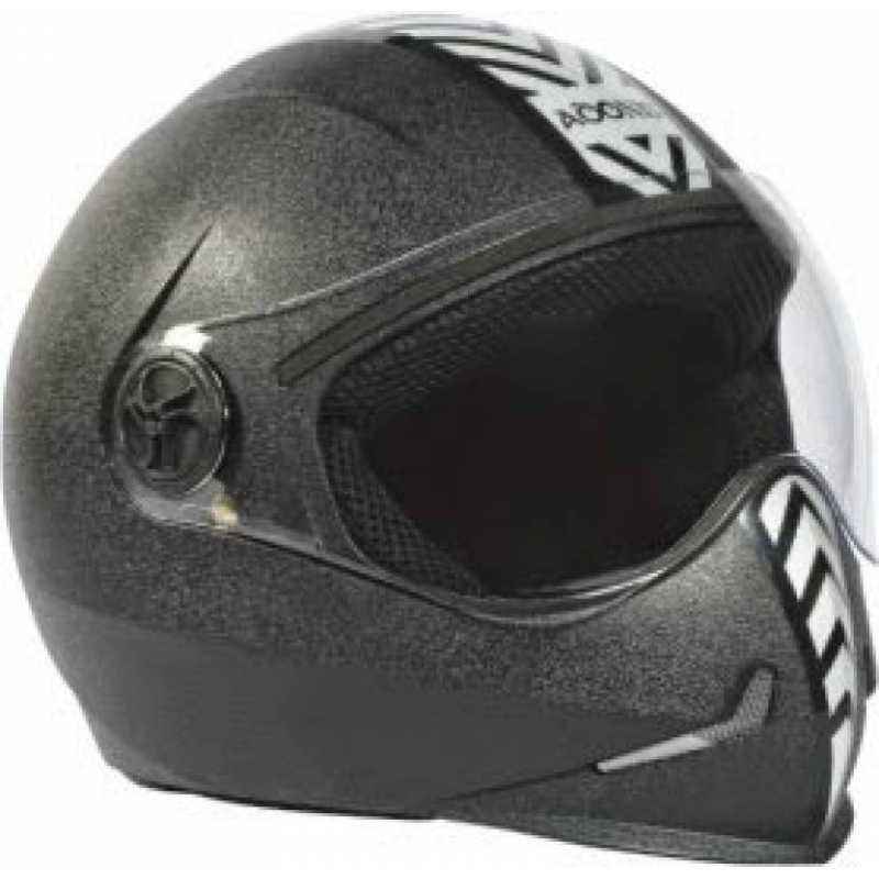 Steelbird Adonis Motorbike Black silver Full Face Helmet, Size (Medium, 580 mm)