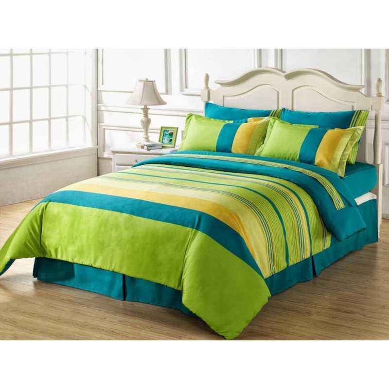 IWS Green Luxury Cotton Printed Double Bedsheet with 2 Pillow Covers, CB1663