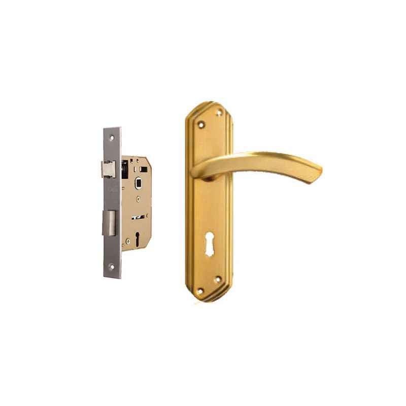 Plaza Innova Golden Finish Handle with 65mm Mortice Lock & 3 Keys