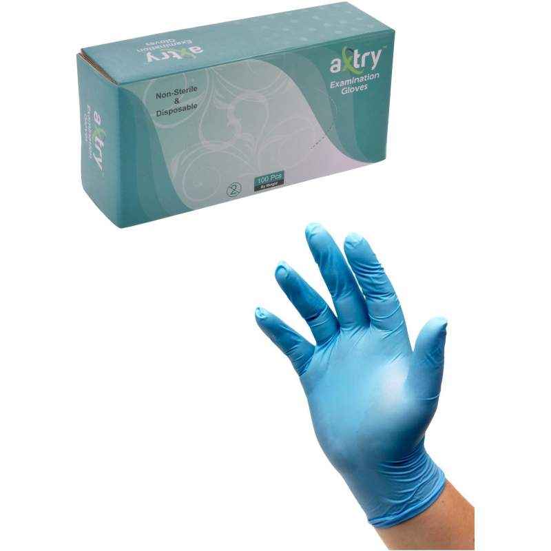 Axtry Powder Free Disposable Nitrile Examination Gloves, Size: Small (Pack of 100)