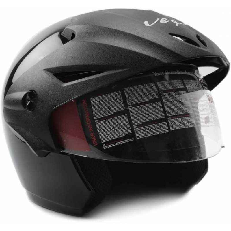 Vega Cruiser WP Black Open Face Motorbike Helmet, Size (Medium, 580 mm)