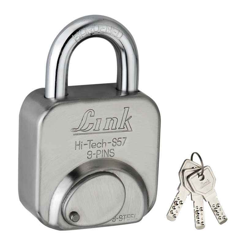 Link 57mm Stainless Steel Hi-Tech Silver Padlock with 3 Keys, L57-LHTL-57-1