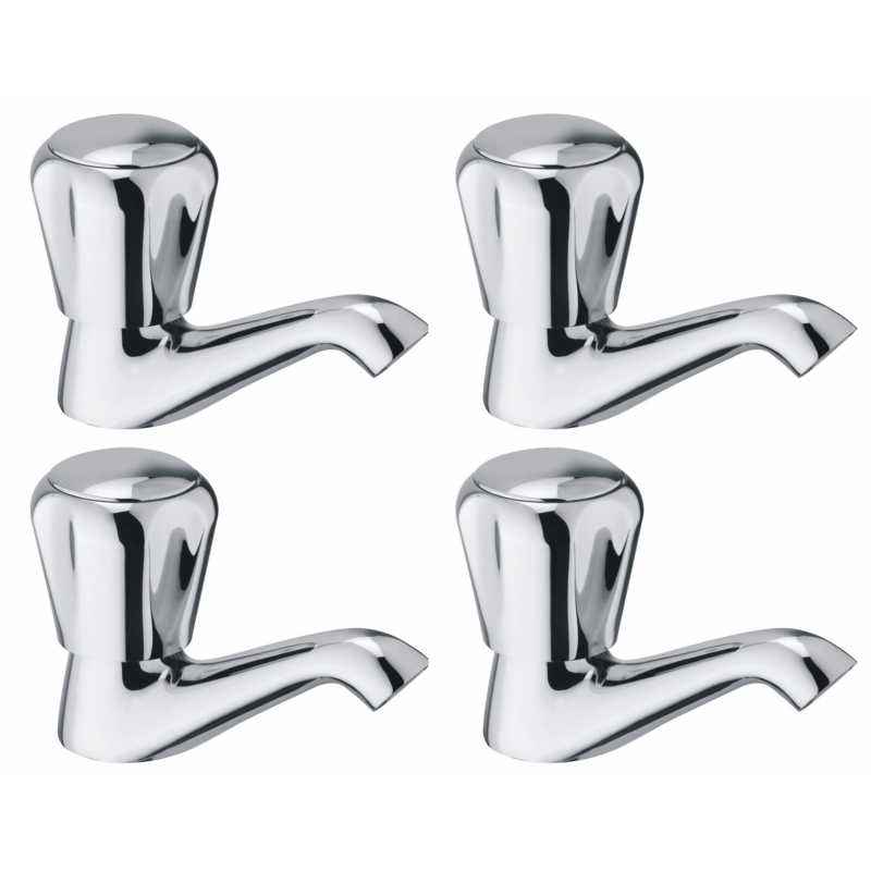 Snowbell Continental Brass Chrome Plated Pillar Faucets (Pack of 4)