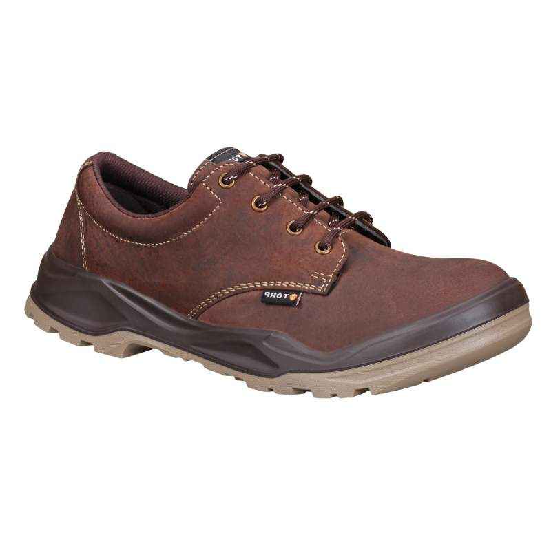 Torp BEN-01 Derby Leather Steel Toe Brown Work Safety Shoes, Size: 6