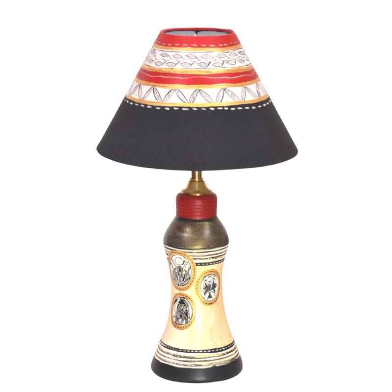 Vareesha Hand Painted Gold Table Lamp With Black Shade, VACL018
