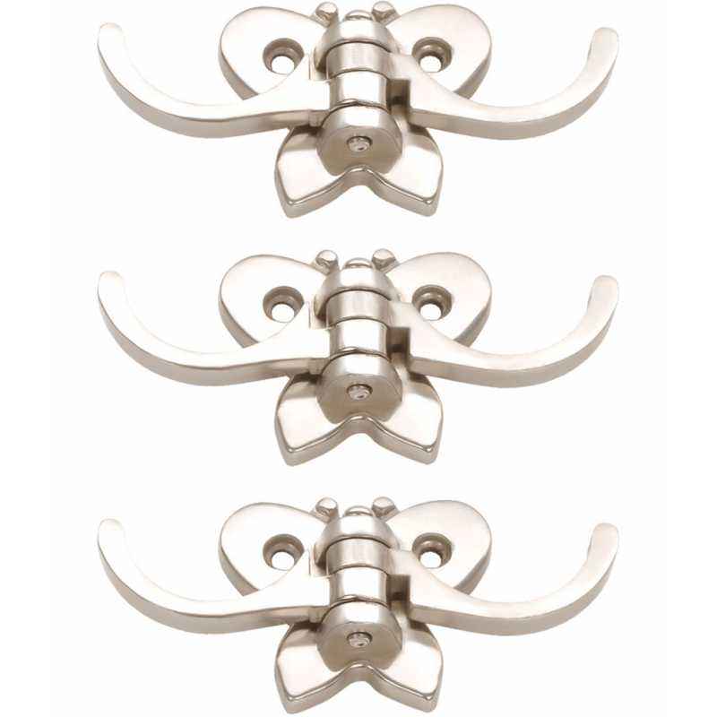 Abyss ABDY-0477 Glossy Finish Stainless Steel Butterfly Design Hook (Pack of 3)