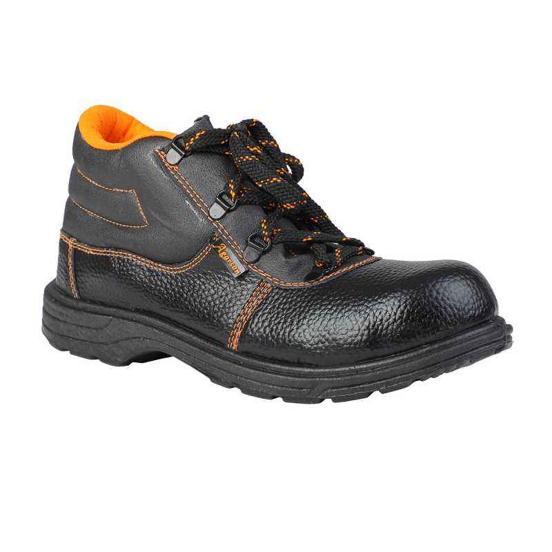 Agarson Crusher Steel Toe Black Work Safety Shoes, Size: 7
