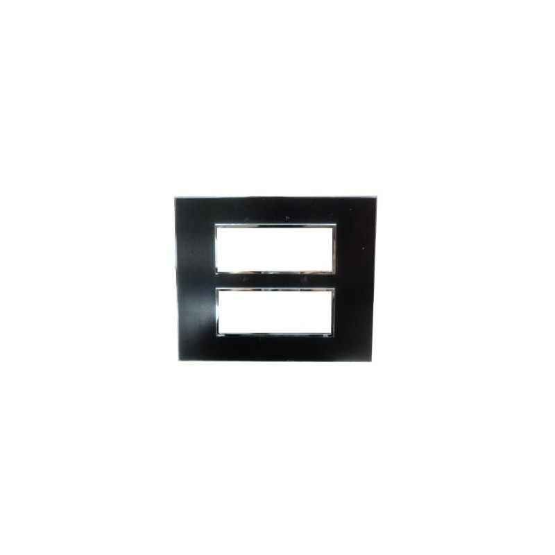Legrand Arteor 2x6 Module Mirror Finish Black Square Cover Plate With Frame, 5757 73