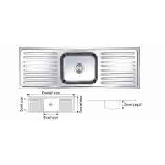 Nirali Elegant Glory Satin Finish Kitchen Sink, Size: 1500x510 mm