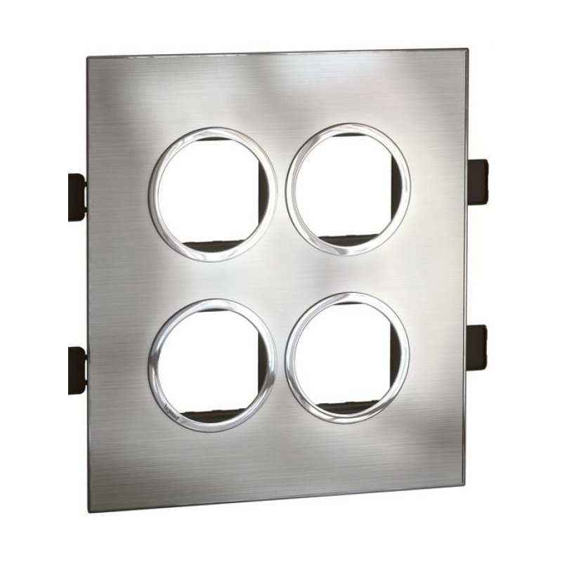 Legrand Arteor 2x6 Module Stainless Steel Finish Round Cover Plate With Frame, 5759 56