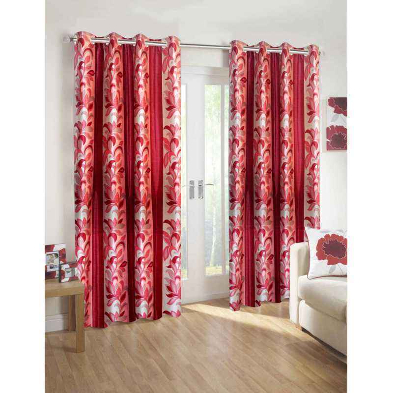IWS Red Designer Collection Polyester Eyelet Door Curtain Set, CT645