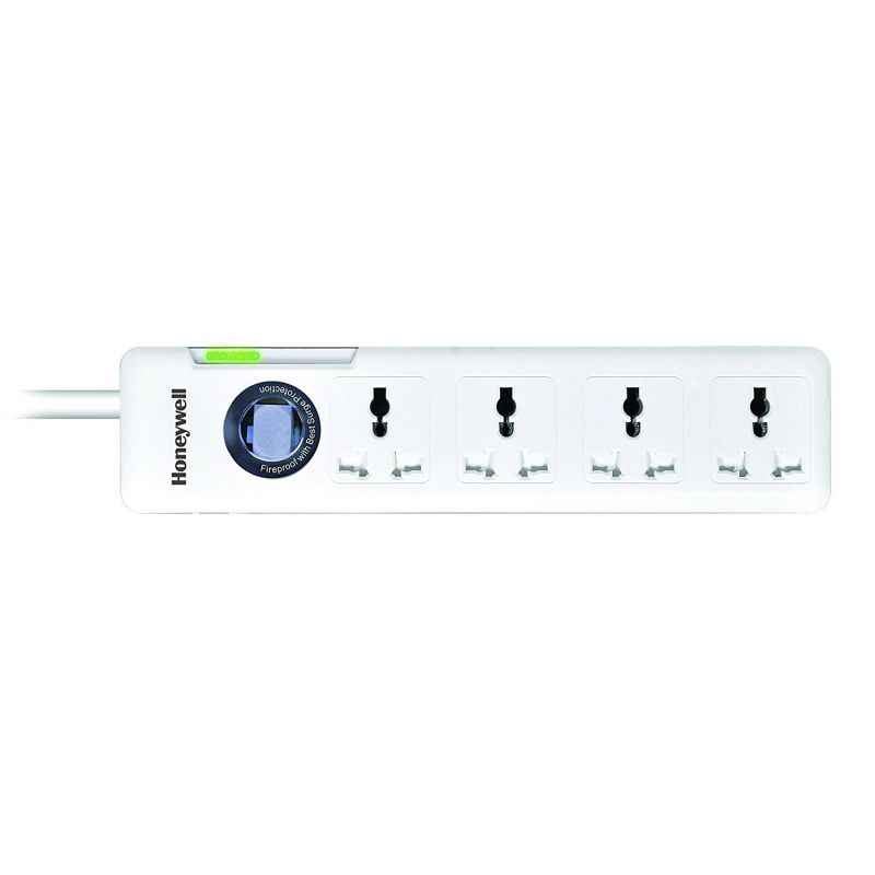 Honeywell 4 Socket White Surge Protector with Master Switch