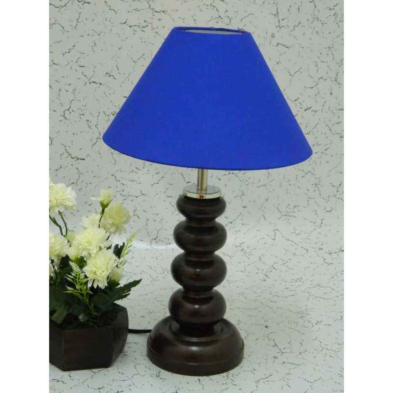 Tucasa Smart Wooden Table Lamp with Blue Shade, LG-1074
