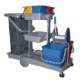 Amsse JC1004 Large Janitor Cart with 4 X 6 L Red-Blue- Green-Yellow Bucket for Dry and Damp Dusting
