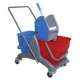 Amsse DB1006 Double Bucket Wringer Trolley with Strong Plastic Chassis 25 + 25 Ltr Mop Wringer Bucket