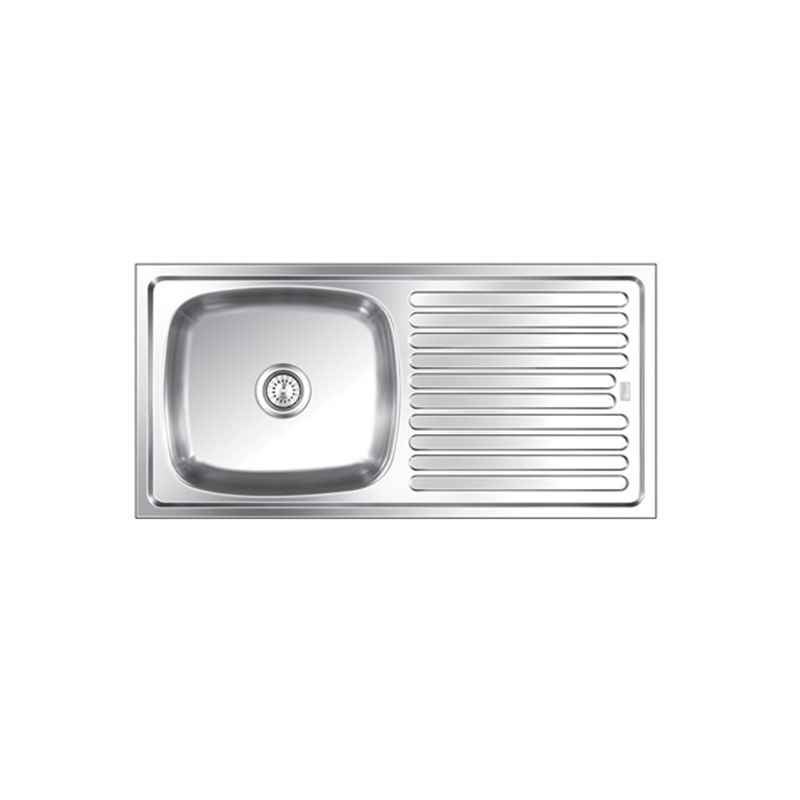 SteelKraft SSDB-111 Single Bowl Stainless Steel Sink with Drain Board, Size: 20x16 inch