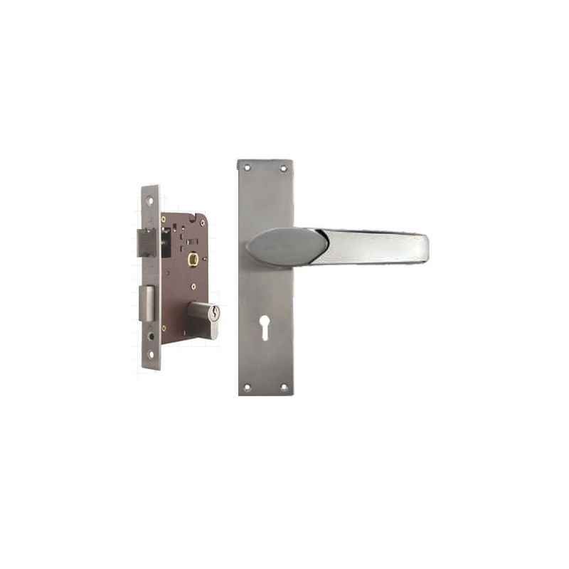 Plaza Verna Stainless Steel Finish Handle with 200mm Pin Cylinder Mortice Lock & 3 Keys