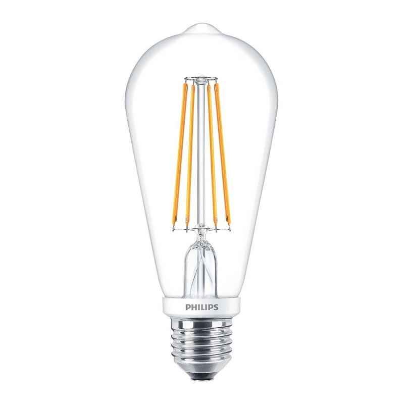 Philips Classic 7W E27 Edison Screw Clear Filament LED Bulb (Pack of 6)