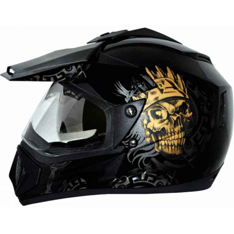 Vega Off Road Ranger Motocross Golden Black Helmet, Size (Medium, 580 mm)