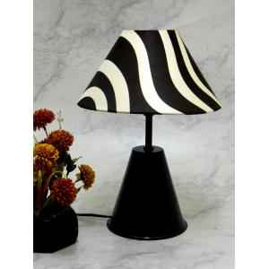 Tucasa Black Metal Table Lamp with Zebra Shade, LG-761