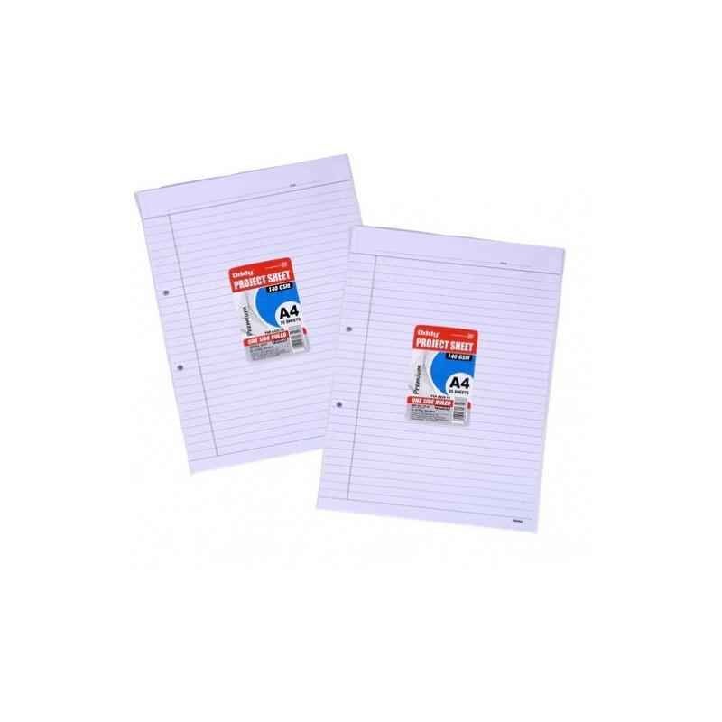 Oddy Project Sheet 65 GSM A4 Size Both Side Ruled Punched, PS-A440-2R (Pack of 50)