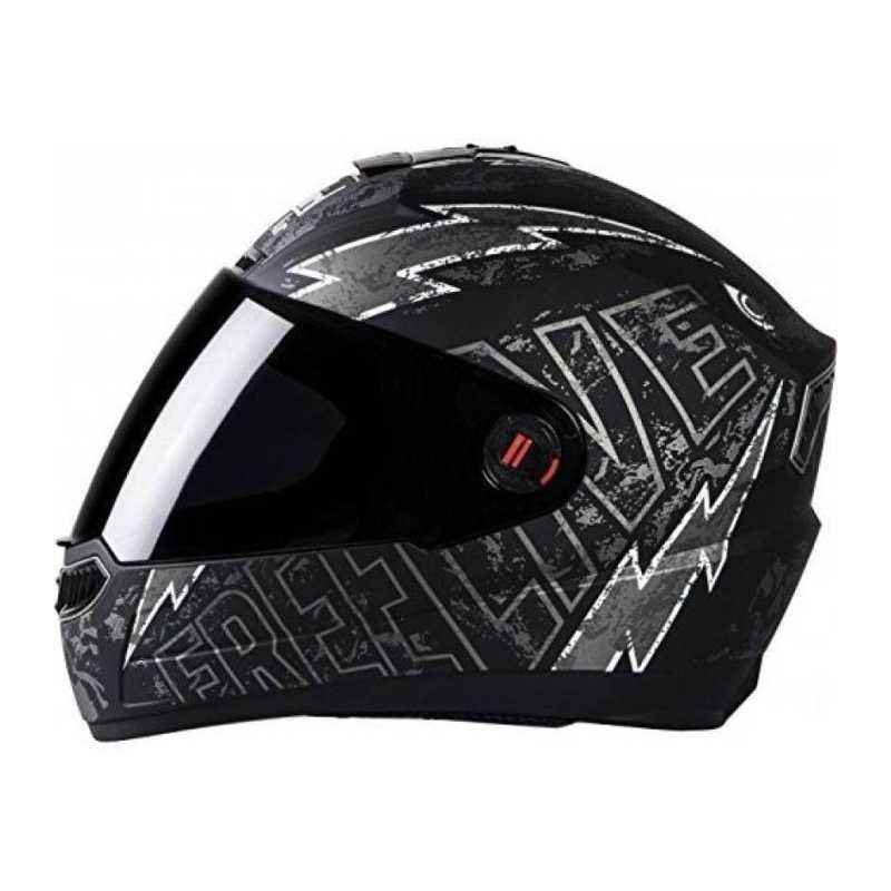 Steelbird SBA-1 Freelive Black & Gray Smoke Visor Full Face Helmet, Size: M