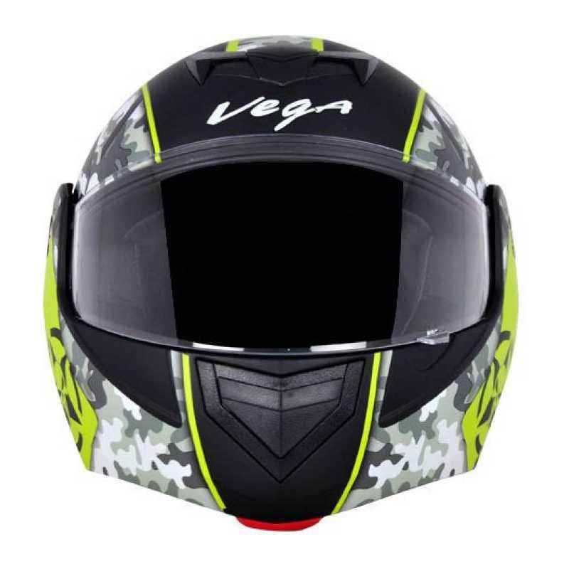Vega Crux Dx Black Neon Flip up Helmet, Size (Medium, 580 mm)
