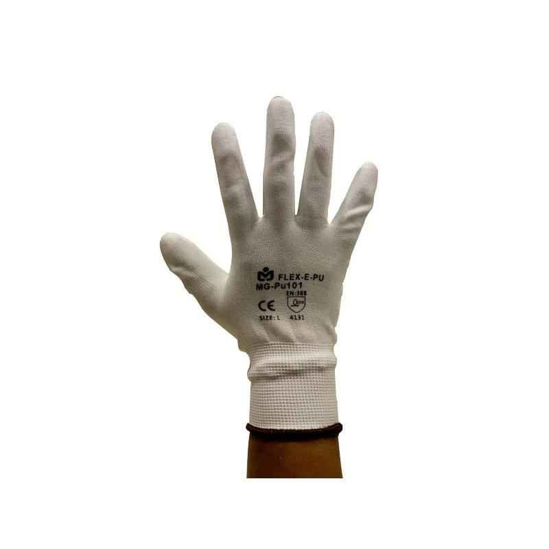 Marvel PU-101 White Safety Gloves, Size: M (Pack of 10)