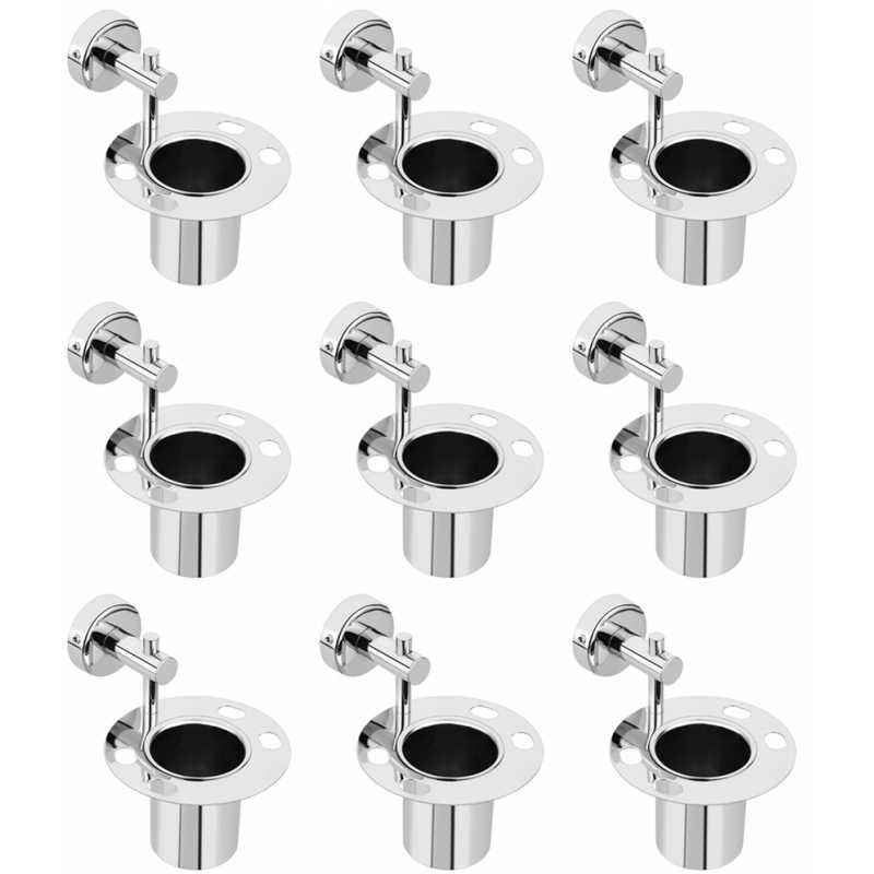 Abyss ABDY-1607 Chrome Finish Stainless Steel Glossy Finish Tooth Brush Holder (Pack of 9)