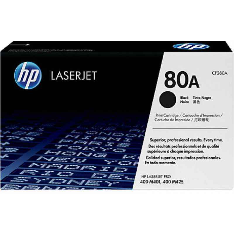 HP 80A LaserJet Pro Black Toner Cartridge, CF280A