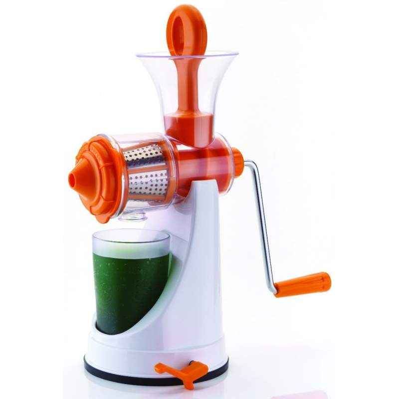 SM Twincolor Orange Manual Hand Fruit & Vegetable Juicer with Vacuum Lock