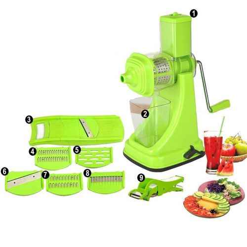 Manual vegetable cutter 3 blades, green