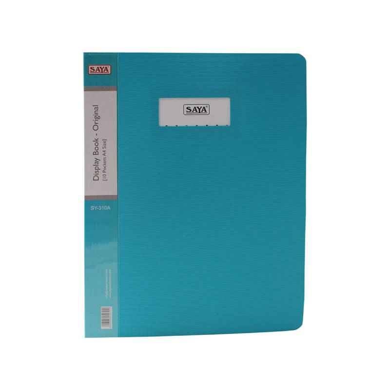 Saya Aqua Blue Display Book 10 Pockets A4, Dimensions: 240 x 10 x 310 mm (Pack of 4)