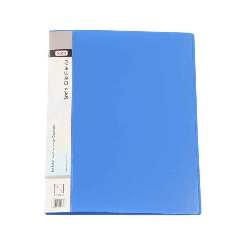 Saya SY102A Blue A4 Spring Clip File, Weight: 146.6667 g (Pack of 4)