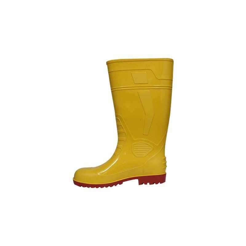 Fortune Atlantic 15 Inch Yellow & Red Steel Toe Safety Work Gumboots, Size: 7 (Pack of 5)