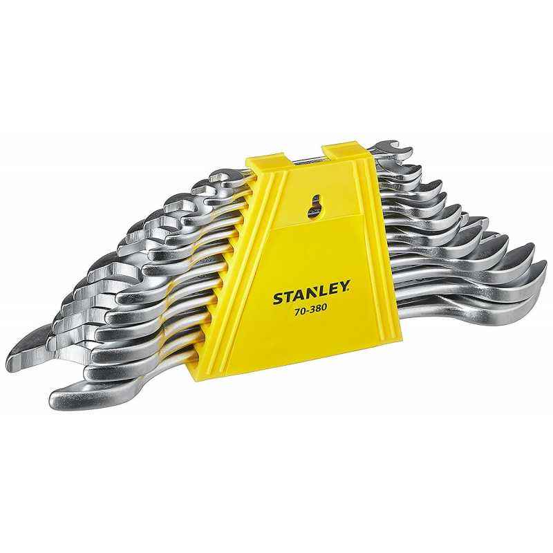 Stanley 12 Pieces CRV Steel Double Ended Open Jaw Spanner Set, 70-380E